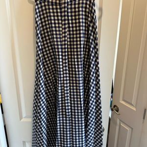 Navy and white pleated skirt with belt